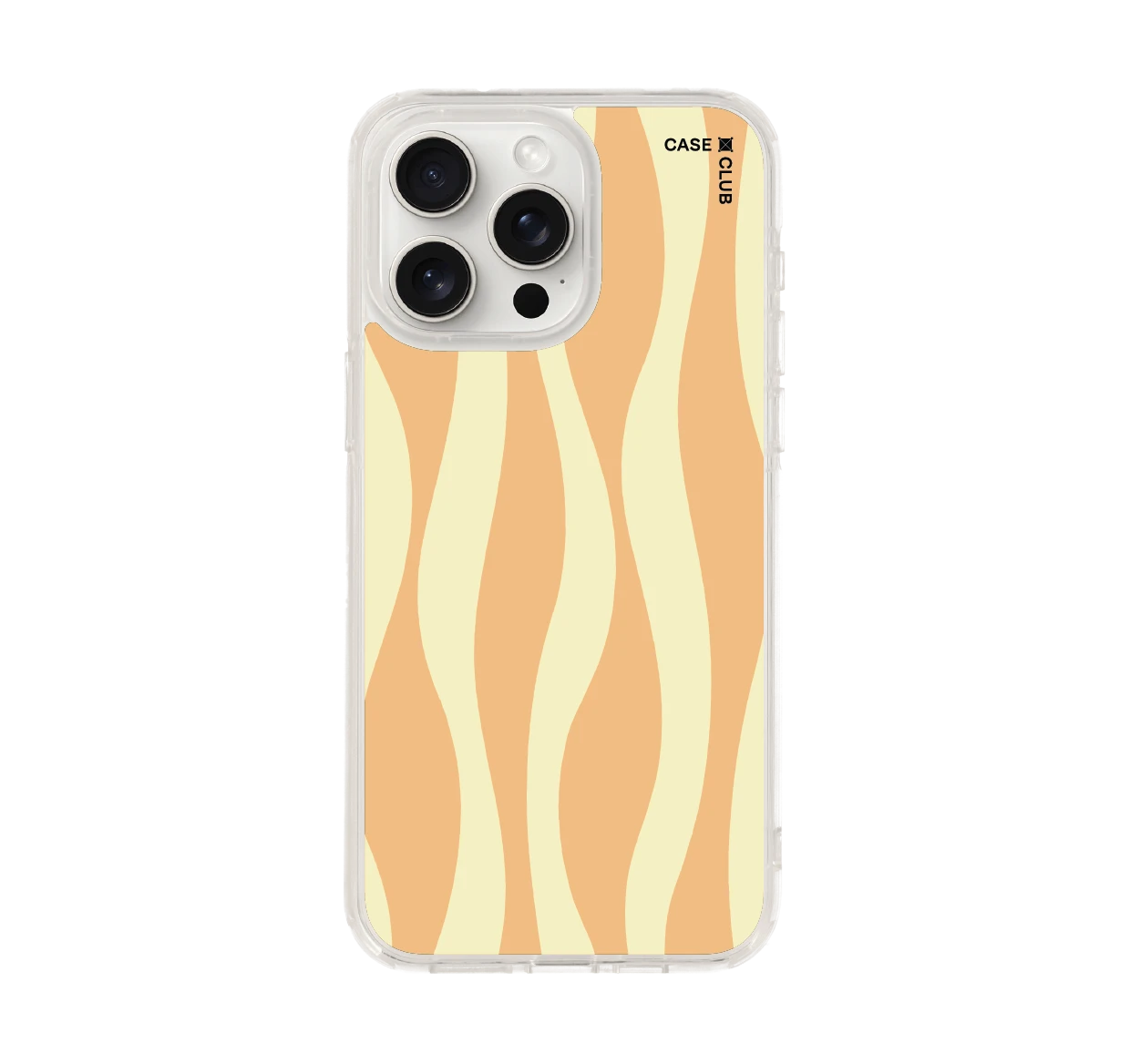 iphone 15 pro max clear case yellow & orange wavy pattern